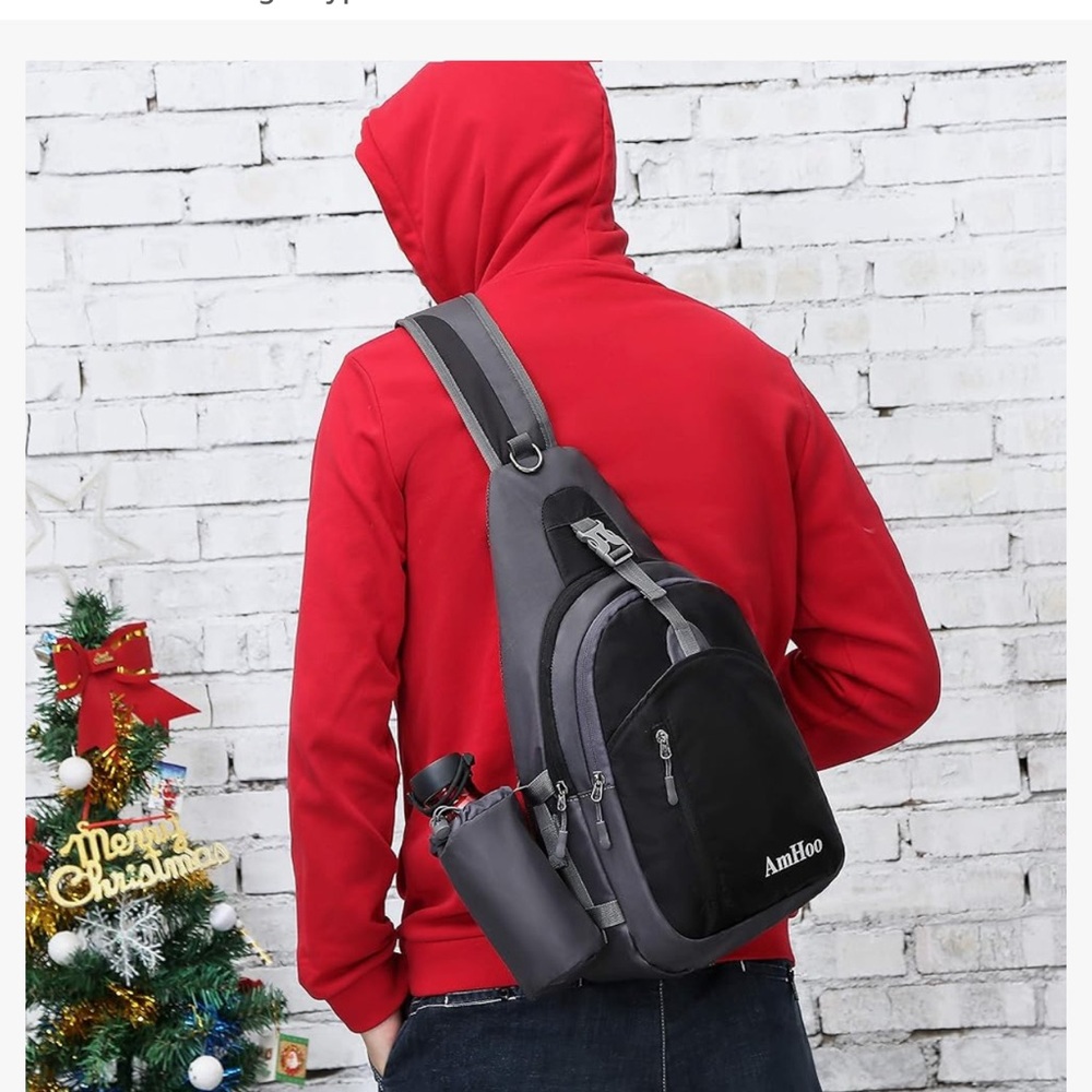 AmHoo Sling Backpack Waterproof Daypack Small Black and Gray NWT